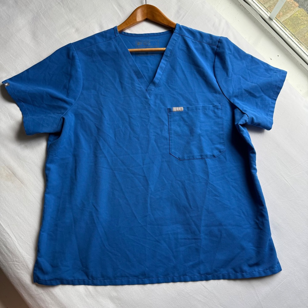 Figs Technical Collection Leon Scrub Top XXL Royal Blue V-Neck Pocket 1000211